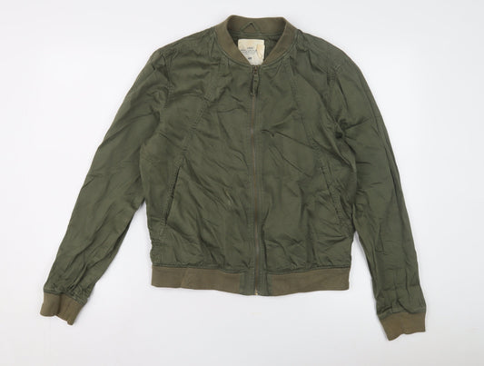 Womens UK Size 8 H&M Green Bomber Jacket