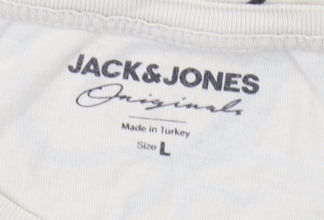 Mens UK Size L JACK & JONES Beige T-Shirt