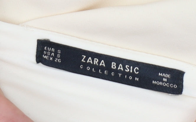 Womens UK Size S Zara Basic Ivory Cropped Tank