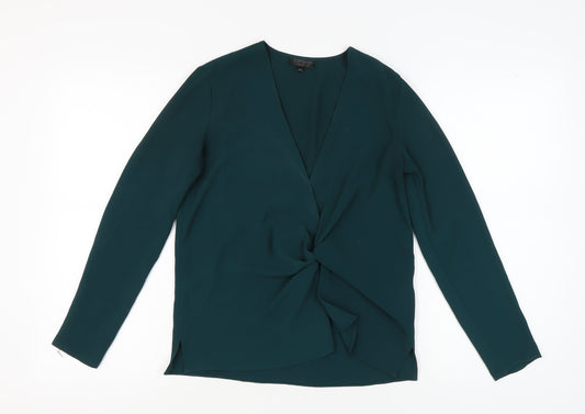 Womens UK Size 8 Topshop Green Wrap Blouse