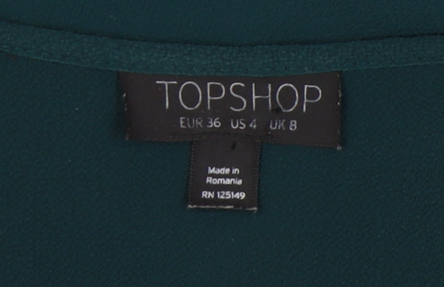 Womens UK Size 8 Topshop Green Wrap Blouse