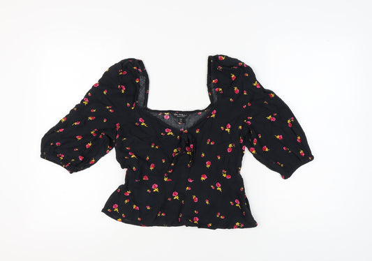 Womens UK Size 12 Miss Selfridge Black Cropped Blouse