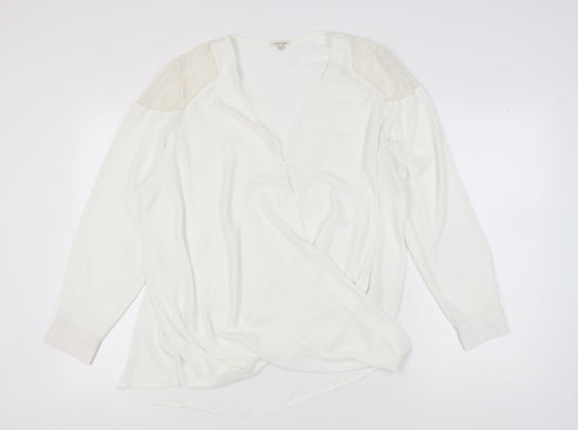 Womens UK Size 22 River Island Ivory Wrap Blouse