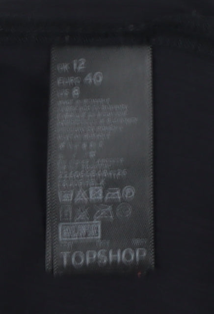 Topshop Women's Black Collared Shirt Dress - Size 12