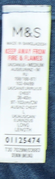 Marks and Spencer Men's Blue V-Neck Pullover Jumper - M