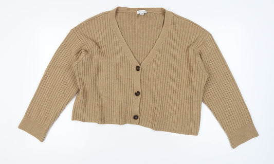 Womens UK Size M Topshop Beige Cardigan Jumper