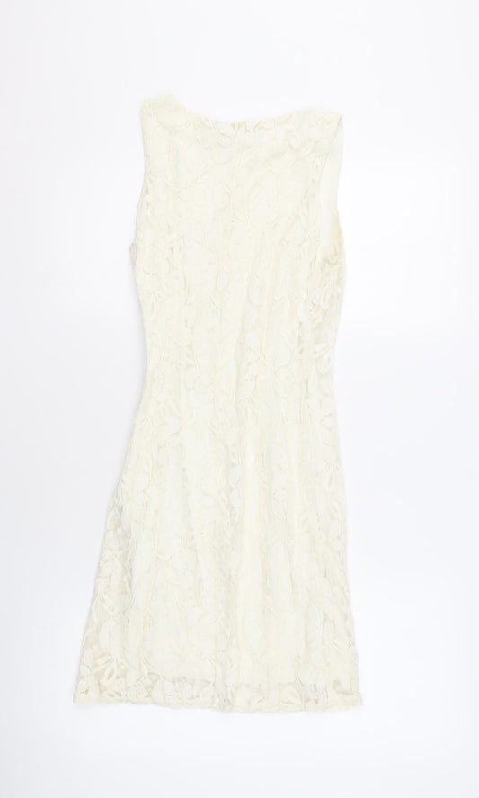 Jane Norman Women’s Ivory Lace Dress, Size 8, Sleeveless