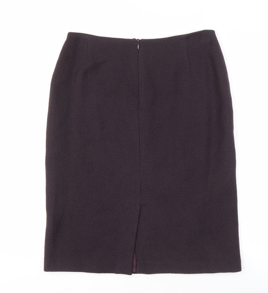 Marks and Spencer Women's Purple Pencil Skirt - Size 14