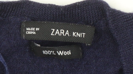 Womens UK Size 10 Zara Blue Pullover Jumper