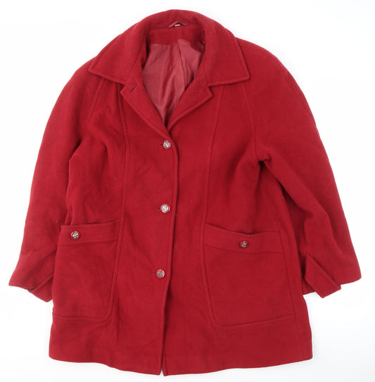Womens UK Size 16 EWM Red Overcoat