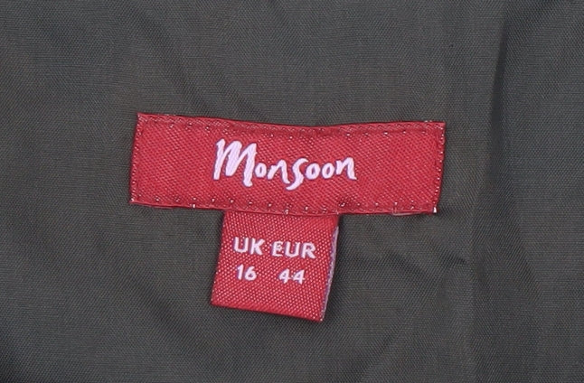 Monsoon Women's Black Floral Silk Sleeveless Dress