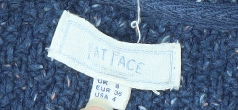 Womens UK Size 8 Fat Face Blue Pullover Jumper