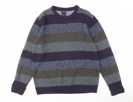One Valley Men's XL Multicoloured Striped Pullover Jumper