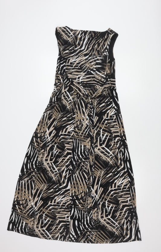 David Emanuel Women's Black Beige Geometric Midi Dress