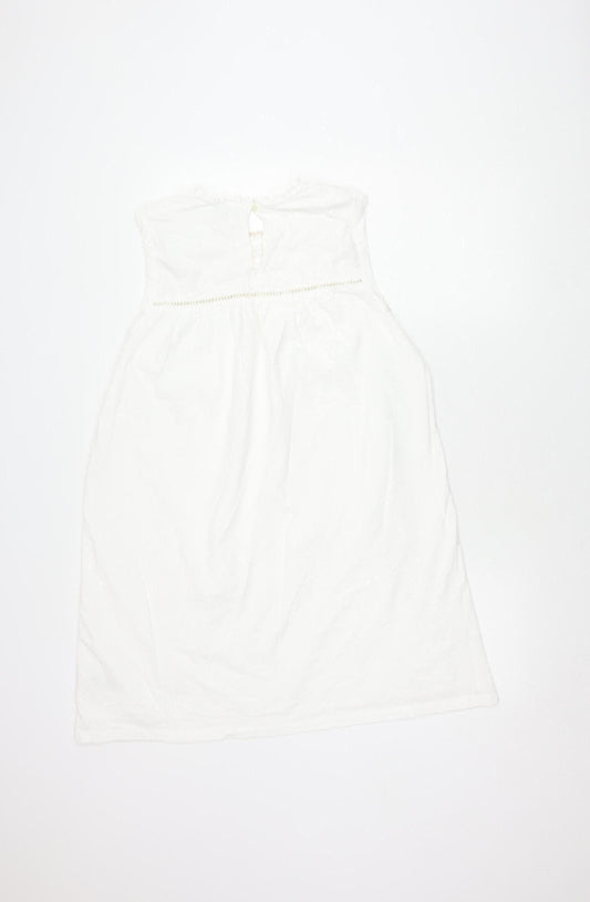 Next Women's White Cotton Sleeveless Dress Size 16