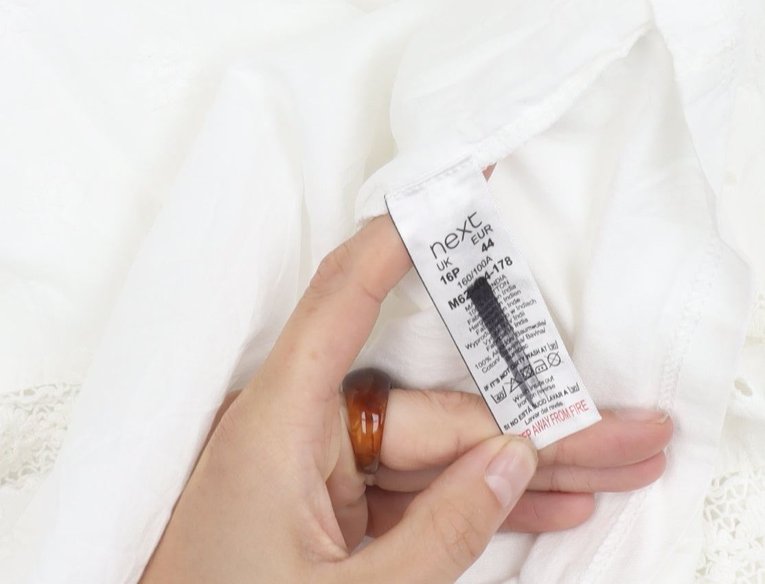 Next Women's White Cotton Sleeveless Dress Size 16