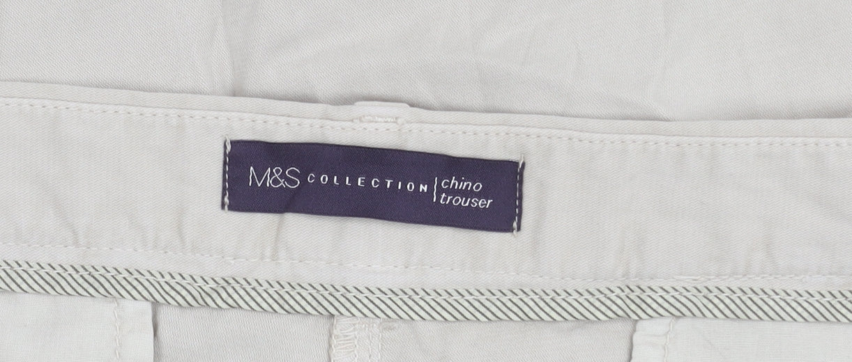 Marks and Spencer Men's Beige Chino Trousers Size 18