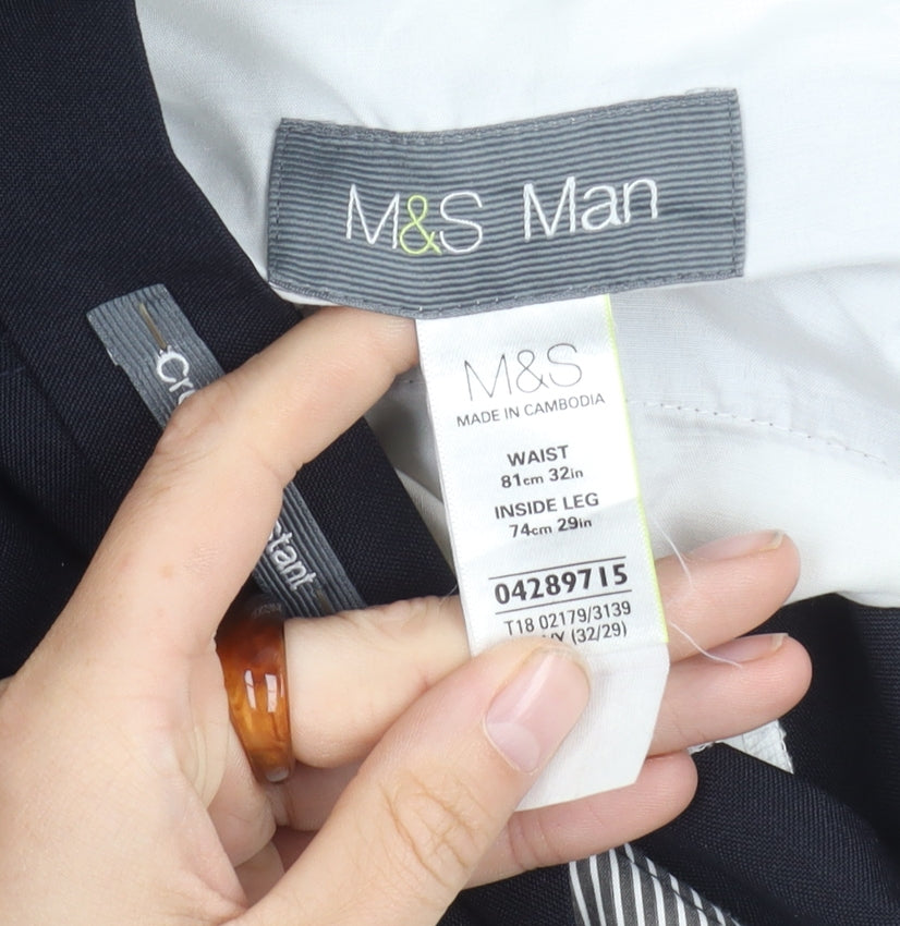 Marks and Spencer Men's Black Dress Pants, 32 Waist