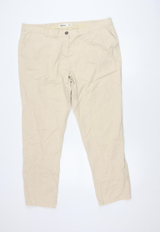 Additional front view of New Look Beige Chino Trousers women’s, size UK 18