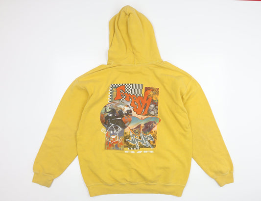 Urban Outfitters Men's Yellow Graphic Print Hoodie S