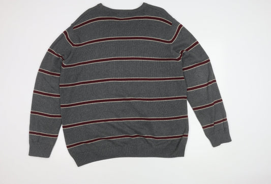 Maine Men's Grey Striped XL Pullover Jumper