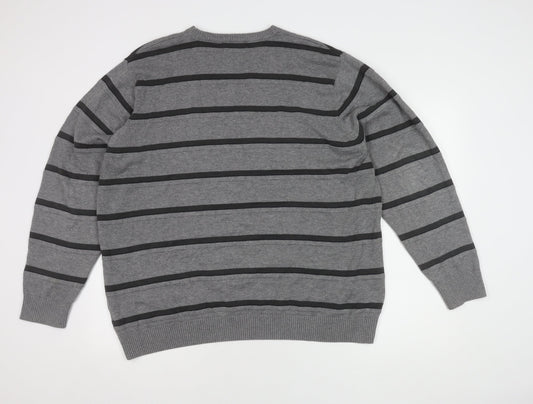 Marks and Spencer Men's Grey Striped Pullover XL