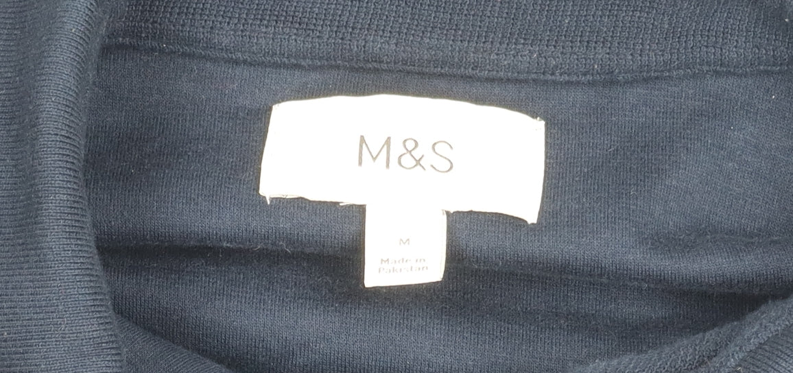 Marks and Spencer Men's Blue Long Sleeve Polo M