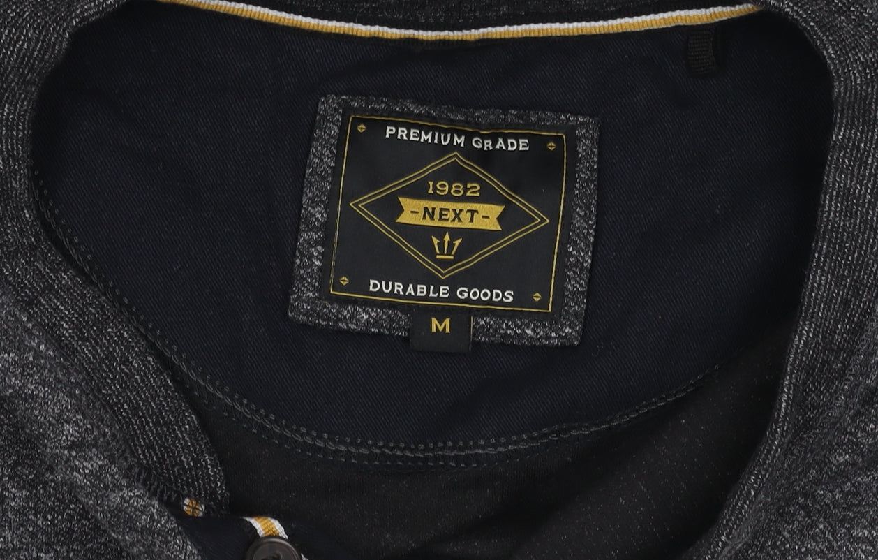 Next Men's Black Henley Jumper M Polyester Cotton