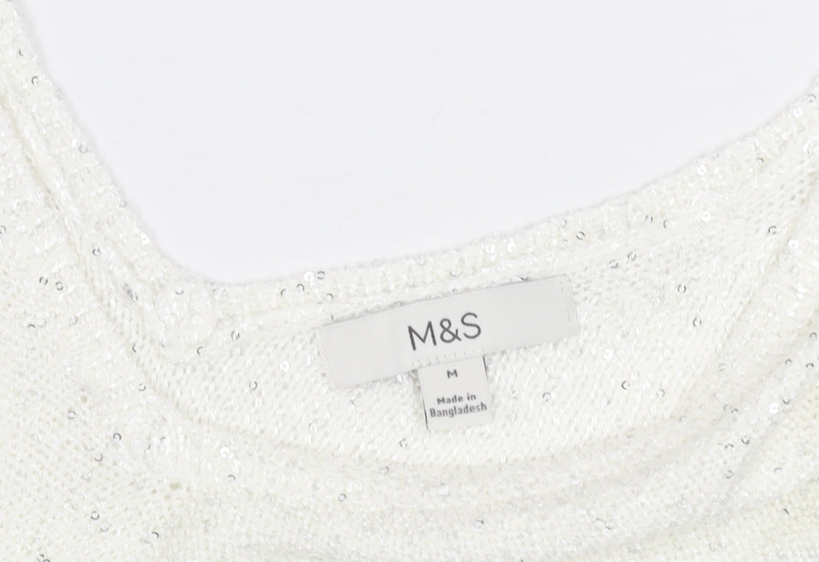 Womens UK Size M Marks and Spencer White Cropped Tank