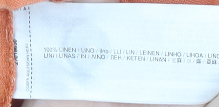 MNG Women's Orange Linen Playsuit Size 12 - Button Detail