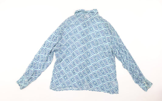 New Look Women's Blue Geometric Button-Up Shirt Size 16