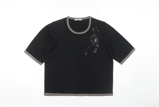Womens UK Size 16 Marks and Spencer Black Ringer T-Shirt