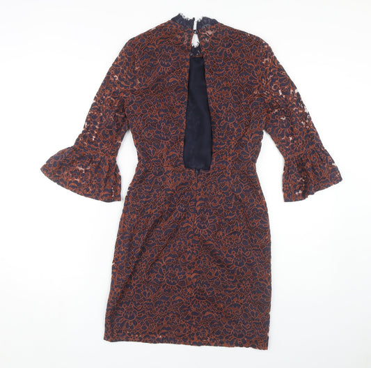 Topshop Women's Multicoloured Lace Shift Dress, Size 6