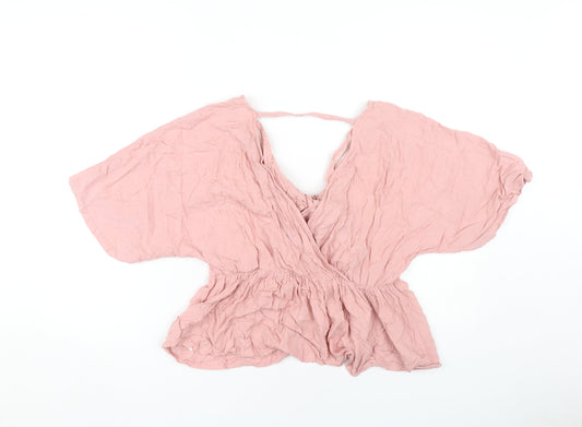 Womens UK Size 10 ASOS DESIGN Pink Wrap Blouse