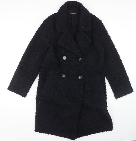 Additional front view of Dunnes Women's Black XS Pea Coat Mid-Length Winter