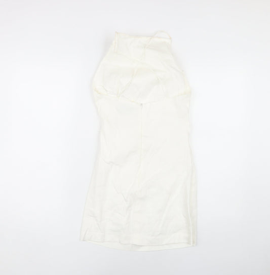 Zara Women Ivory Sleeveless Dress Size M