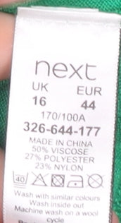 Womens UK Size 16 NEXT Green Pullover Jumper