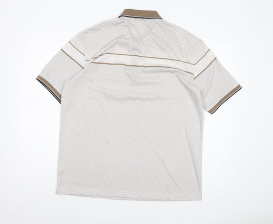 Carabou Men's Beige Striped Polo Shirt L