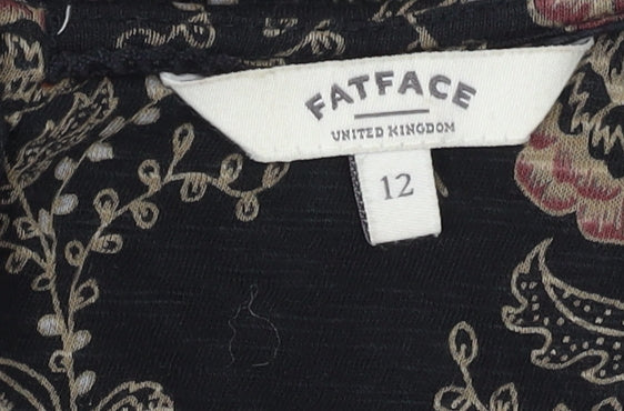Womens UK Size 12 Fatface Black Tunic Blouse