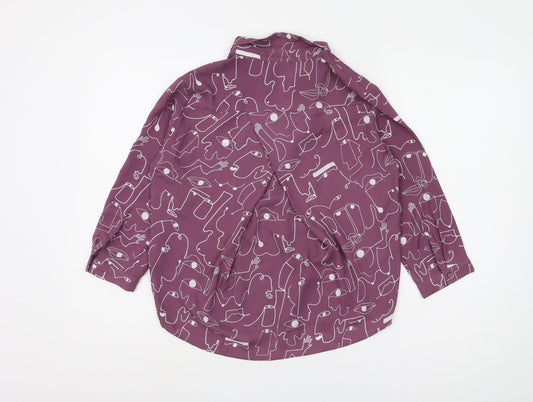 Womens UK Size XS Monki Purple Basic Button-Up