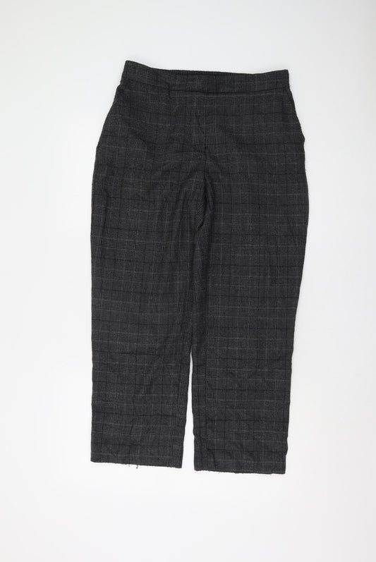 Womens UK Size M Zara Regular Fit Cropped Grey Trousers
