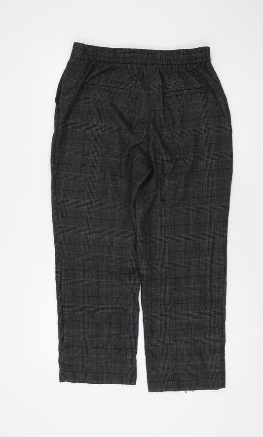 Womens UK Size M Zara Regular Fit Cropped Grey Trousers