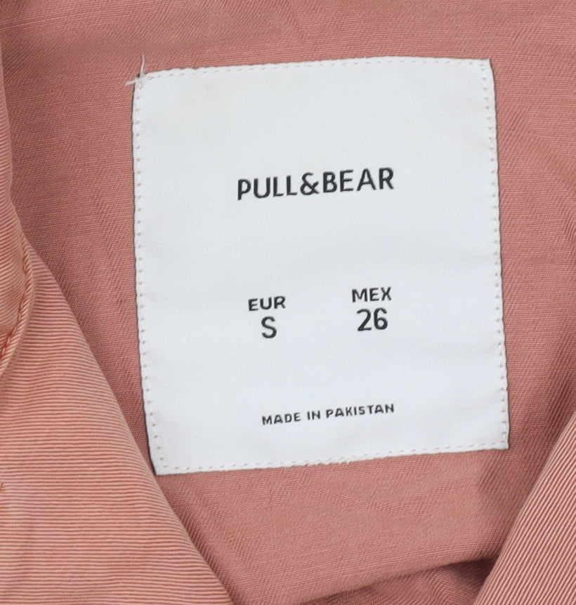 Pull&Bear Women's Pink Cropped Biker Jacket S