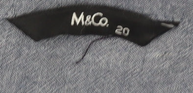 M&Co Women’s Blue V-Neck Long Sleeve Button Top