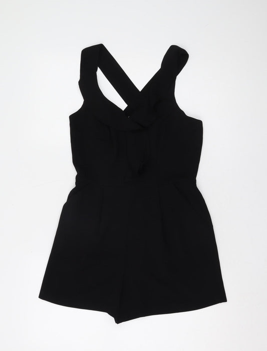 Lost Society Women's Black Sleeveless Playsuit Size 8