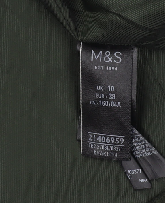 Womens UK Size 10 Marks and Spencer Green Pea Coat