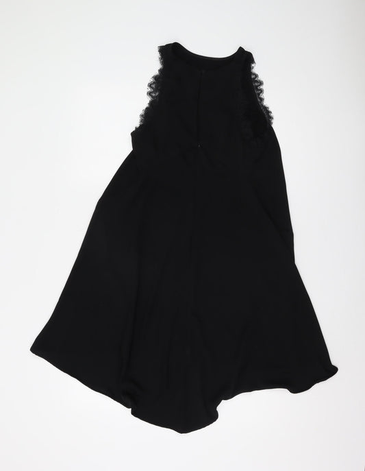 H&M Women's Black Hi-Low Dress, Size 8, Lace Accents