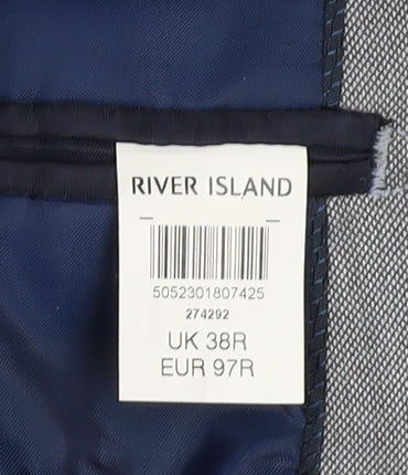 Mens UK Size 38 River Island Regular Grey Suit Jacket