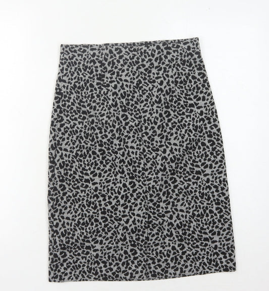 Marks and Spencer Women's Grey Leopard Print Pencil Skirt