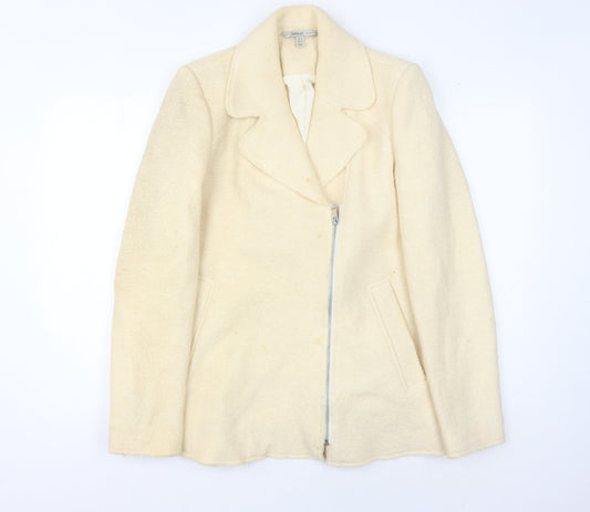 Womens UK Size M Zara Ivory Motorcycle Jacket